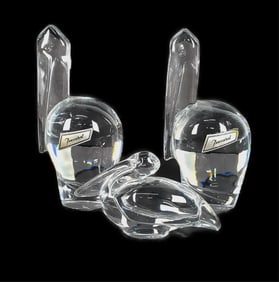 Three Baccarat Crystal Colorless Glass Penguins, marked underside, 6 1/2" h., No chips, blemishes,