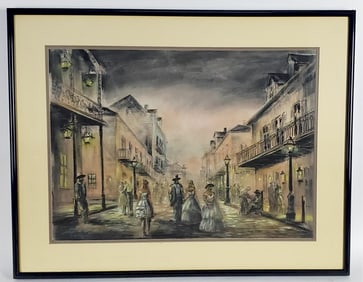 Harold Napoleon King (American/New Orleans, 1940-2005) Bourbon Street, Signed, Inscribed New