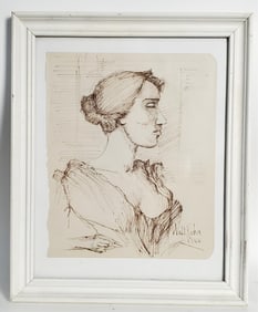Walt Kuhn (American, 1877-1949) Profile Portrait of a Lady, Signed and dated 1944 lower right, Pen