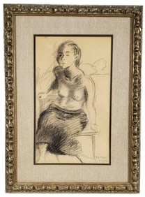 Raphael Soyer (Russian/American, 1899-1987) Study of a Seated Nude Woman, Signed lower right,