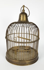 Vintage Brass Bird Cage, 20th Century, made in India, 17" h. 11 3/4" dia.
