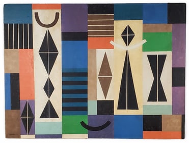 Mario Carreno (Cuban, 1913-1999) Untitled, Signed Carreno and dated '56, Oil on board with collage,