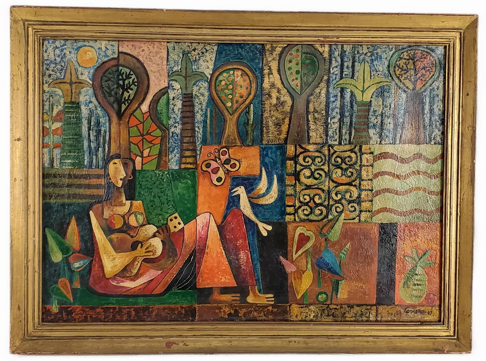 Mario Carreno (Cuban, 1913-1999) Attributed to, Mujer Y Pajaro, Signed Carreno and dated '47 lower (1 of 7)