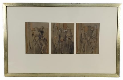 Ruby Morris (American, 1924-2011) Three Figure Studies, each signed R. Morris, Mixed media on paper,