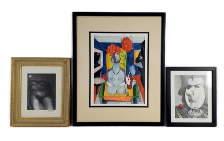 Vincente Notarile (American, 20th Century) Three Drawings, two signed Vincent, 12 3/4" x 9 1/2", 8"