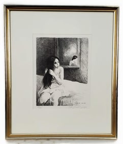 Raphael Soyer (American, 1899-1987) Girl Combing Her Hair, Signed in the plate and Signed in pencil