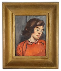 Alice Neel (American, 1900-1984) Attributed to, Brown Hair Girl, Signed Neel lower left, Oil on