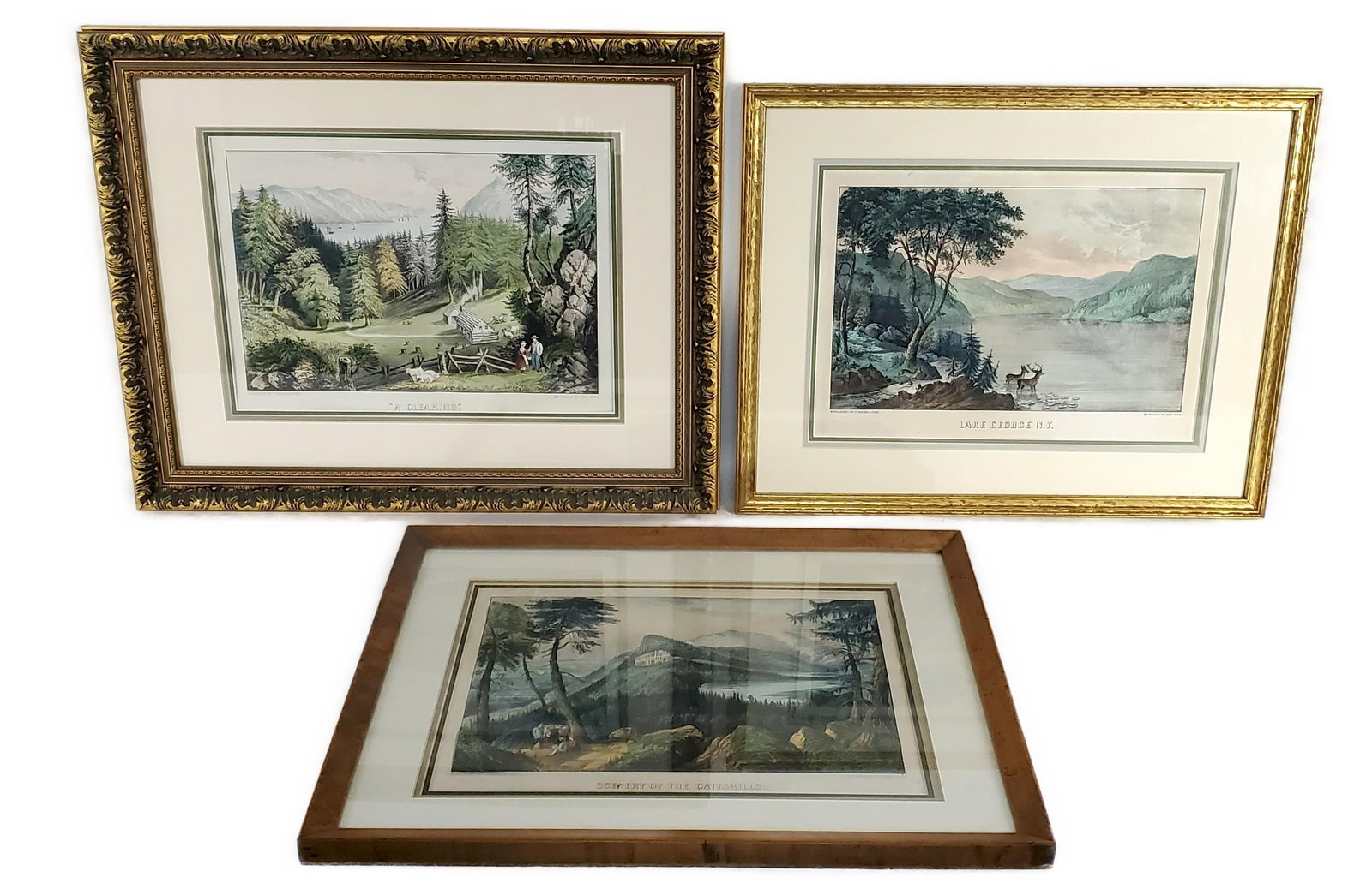Group of Three Currier and Ives 19th Century Hand Colored Lithographs to include: Scenery of the (1 of 4)