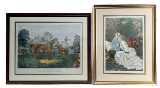 Two American 19th Century Hand Colored Etchings to include: Flora Temple and Colt and Baby's Better,