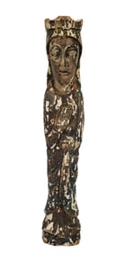 A Spanish Colonial Folk Art Wood Carved Santos, 19th Century, has traces of lacquering and painting,