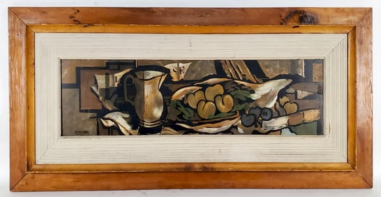 After Georges Braque (French, 1882-1963) Vintage Still Life, print on board, 10" x 32", Framed-22" x