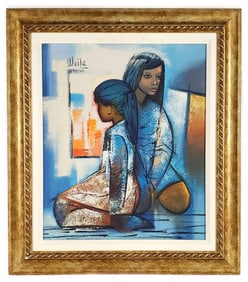 A 20th Century Oil on Canvas Painting of Two Young Girls, Signed Woile, 21 1/2" x 18", Framed-28