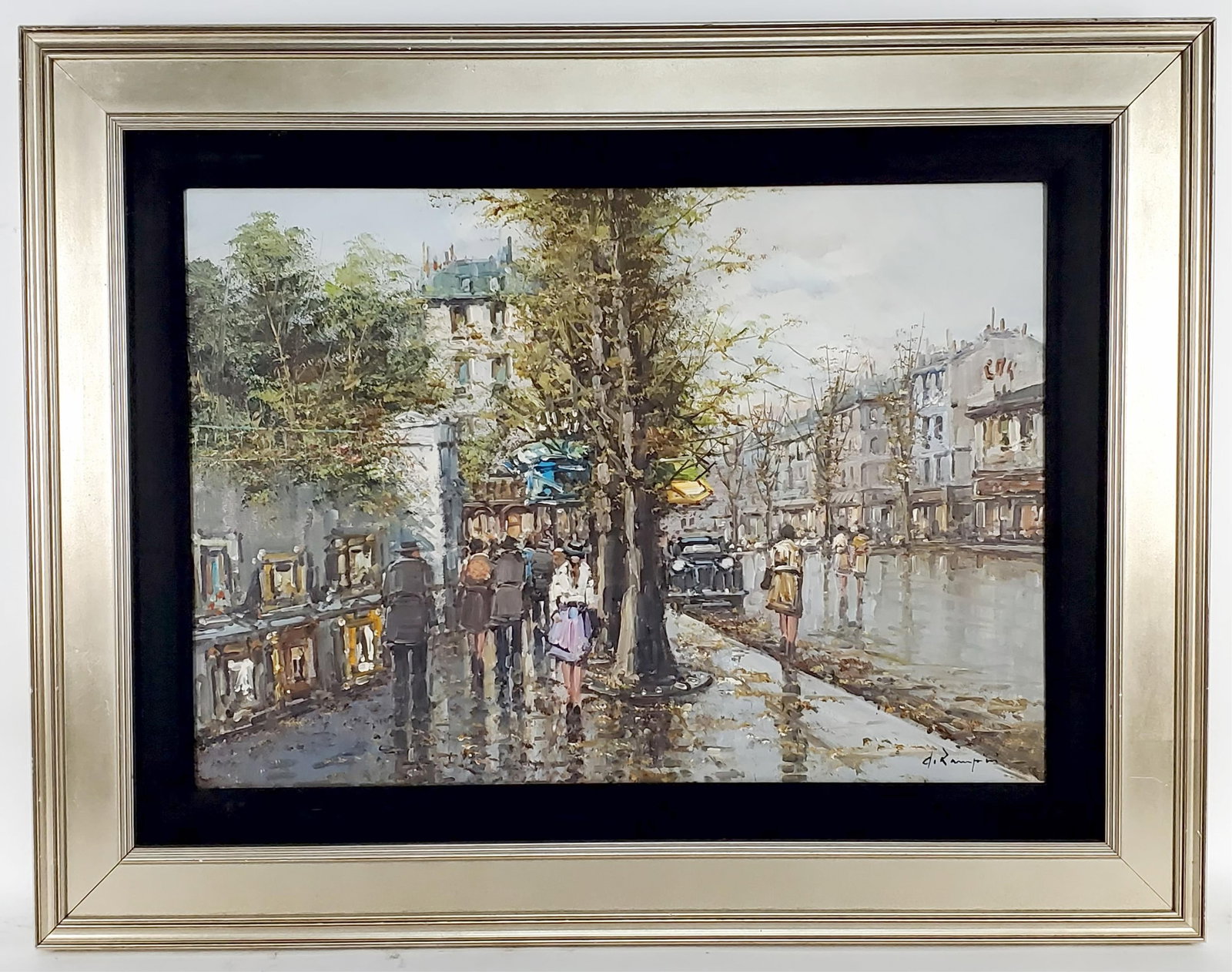 Andrea Zampini (Italian, b.1938) Parisian Boulevard, Signed lower right, Oil on canvas, Verso with (1 of 7)