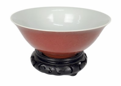 A Chinese Chien Lung Porcelain Oxblood Glazed Bowl