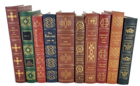 Group of Ten Easton Press Leather Bound and Tooled Books
