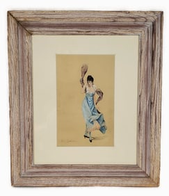 Leon Girardet (French, 1856-1895) Flamenca Dancer Watercolor