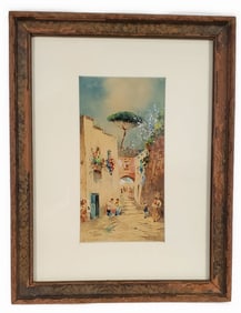 Carlo Brancaccio (Italian, 1861-1920) Neapolitan Courtyard Watercolor