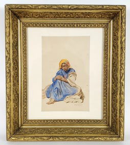 Henry Ossawa Tanner (American, 1859-1937) Seated North African Woman Watercolor