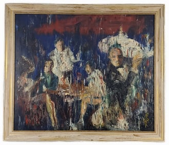 Lesver De Quiros (Cuban, 1928-1997), Restaurant Scene Painting