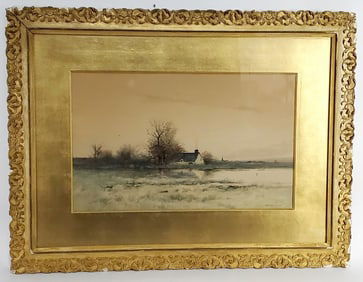 Robert Bruce Crane N.A. (American, 1857-1937) Bucolic Landscape Painting