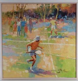 John Adamos Manol (American, 1900-1989) Tennis Players Painting