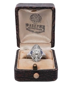 Russian Antique 14K Gold and Platinum Ladies Ring