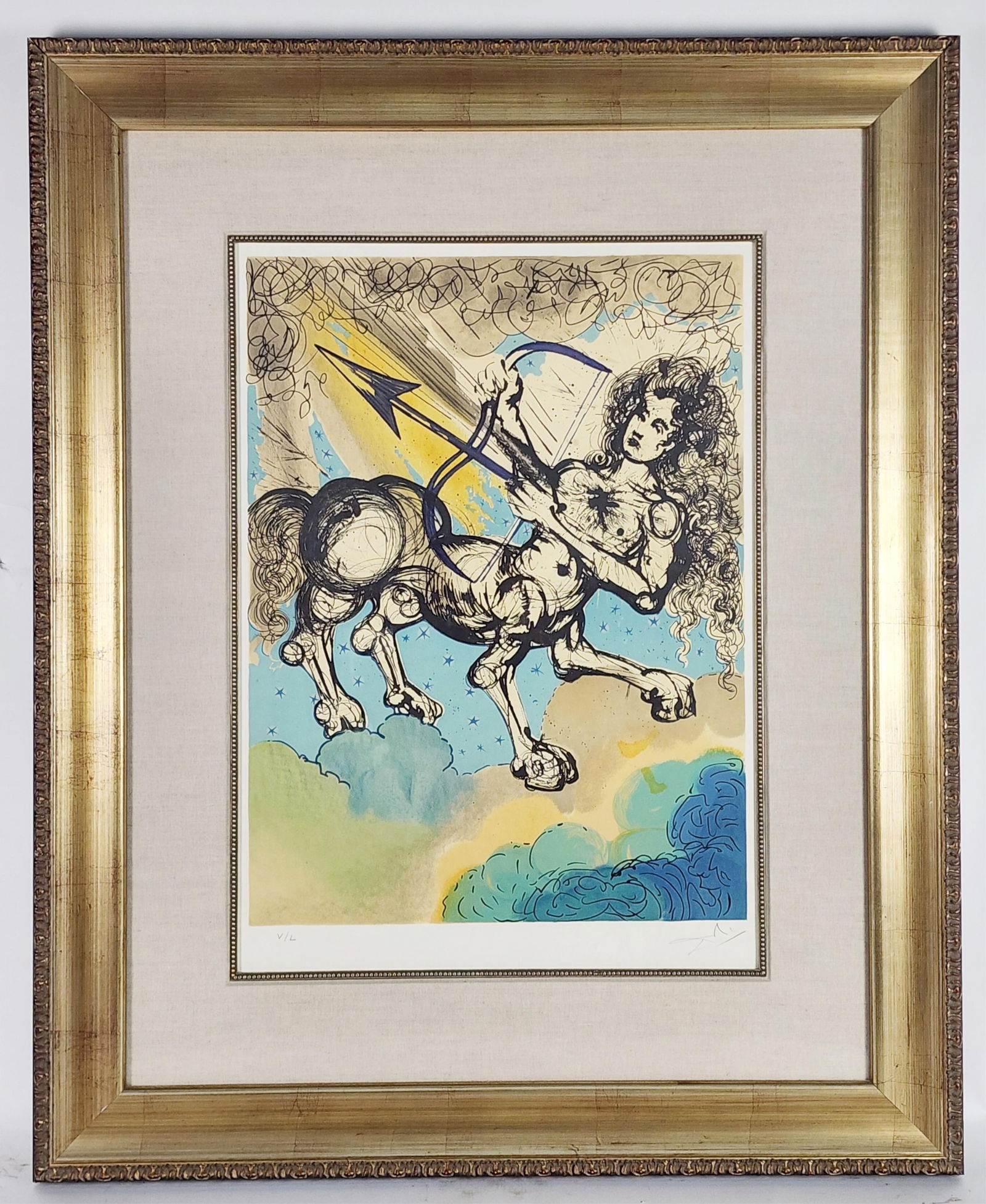 Salvador Dali (Spanish, 1904-1989) Sagittarius, from Dali's Signs of the Zodiac, Limited Edition: Salvador Dali (Spanish, 1904-1989) Sagittarius, from Dali's Signs of the Zodiac, Limited Edition Color Lithograph on Japon, Signed Dali and numbered V/L in pencil in the lower margin, From Twelve Sign