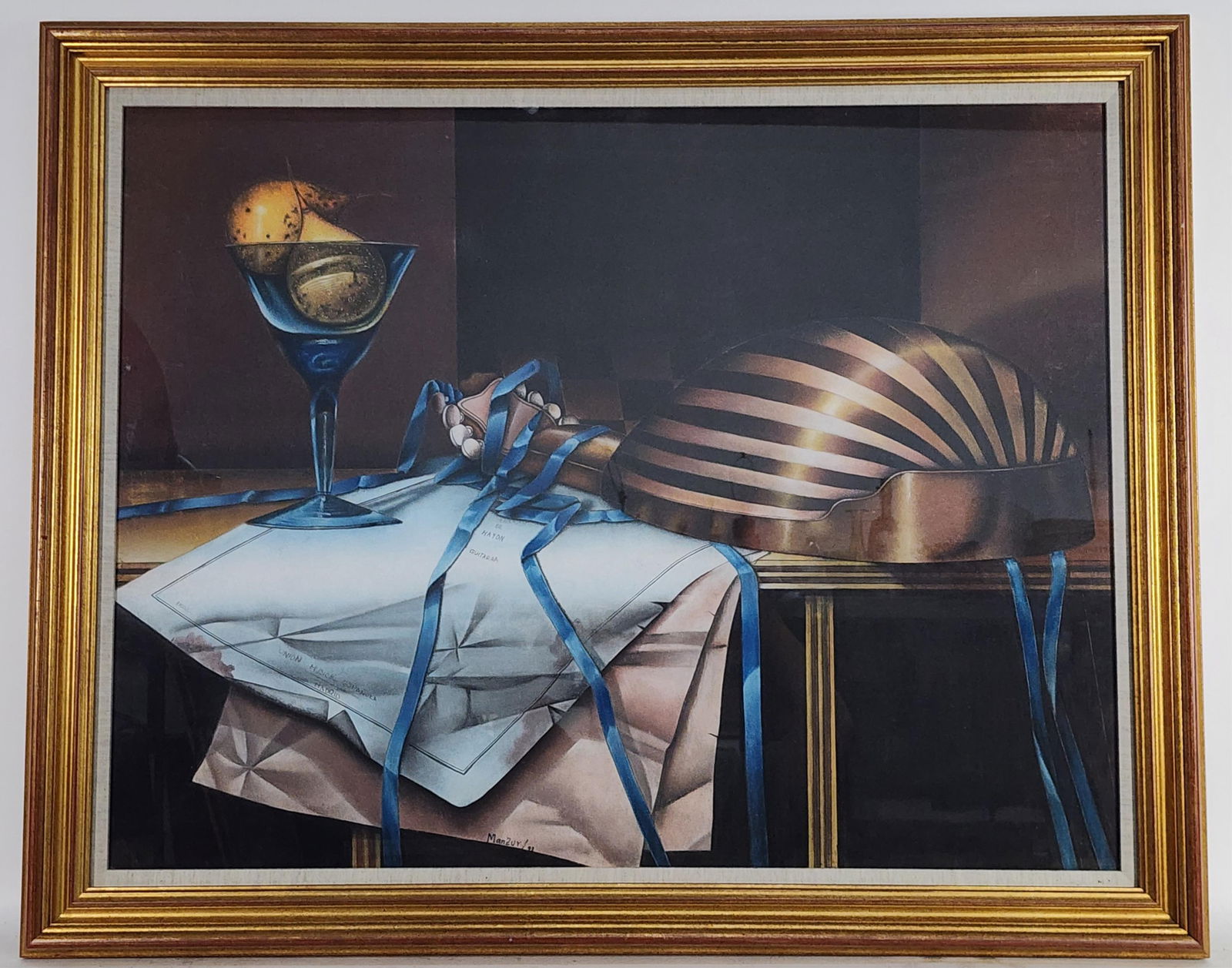 David Manzur (Colombian, b. 1929) Still Life, Mixed Media and Pastel on Paper, Signed Manzur and: David Manzur (Colombian, b. 1929) Still Life, Mixed Media and Pastel on Paper, Signed Manzur and dated '93, 27 1/4" x 35", Framed-32" x 40"