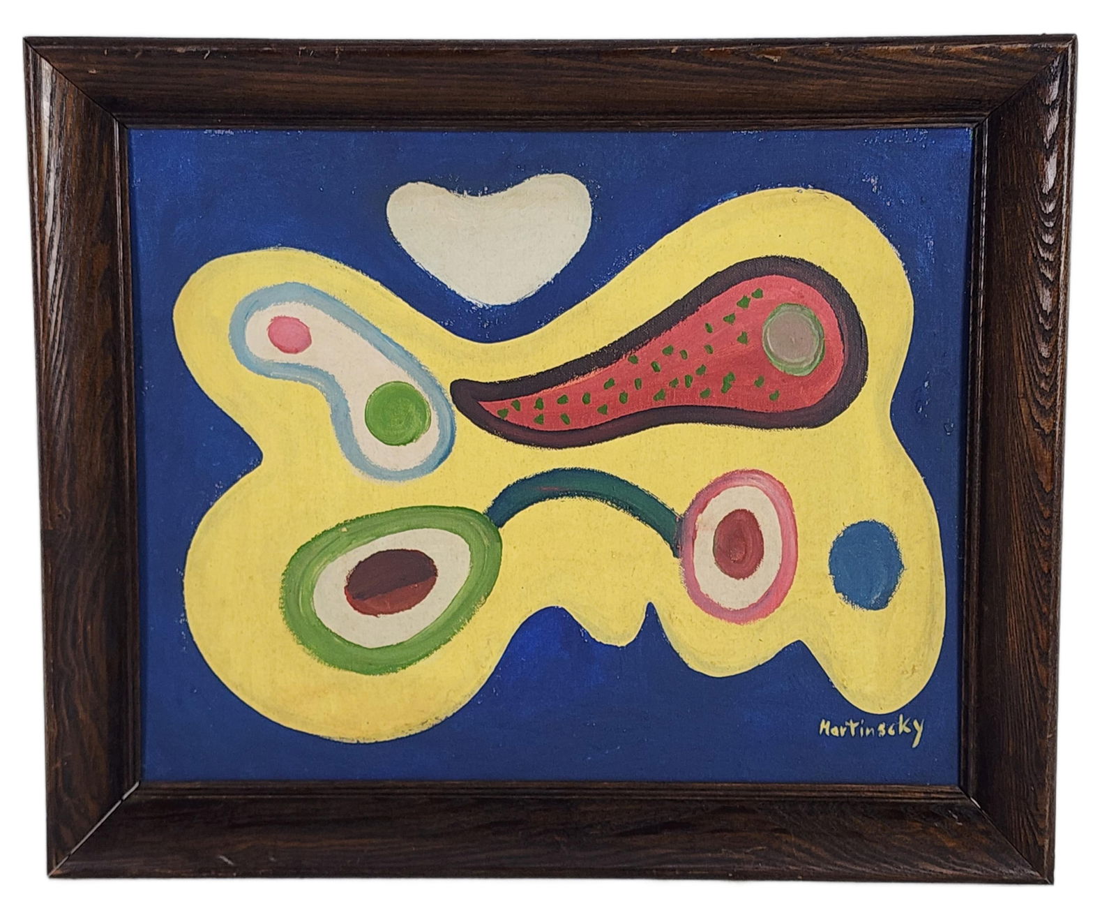 Janos Martinsky (Hungarian, 1909-1949) Untitled, Oil on canvas panel, Signed Martinsky lower right,: Janos Martinsky (Hungarian, 1909-1949) Untitled, Oil on canvas panel, Signed Martinsky lower right, 16" x 20", Framed-19 1/2" x 23 1/2"