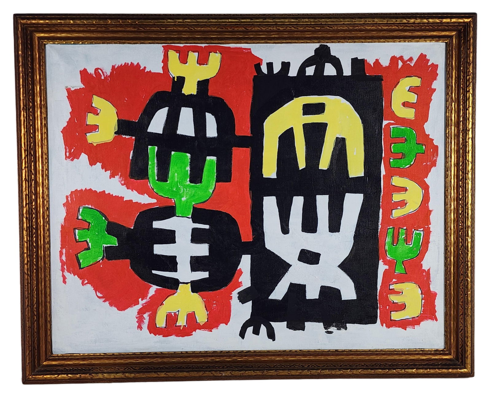 Guiseppe Capogrossi (Italian, 1900-1972) Untitled (Superficie), Oil on Canvas, Verso signed: Guiseppe Capogrossi (Italian, 1900-1972) Untitled (Superficie), Oil on Canvas, Verso signed Capogrossi, Circa 1950's-60's, 28" x 36", Framed-32 1/2" x 46 1/2", has several patches from tears.