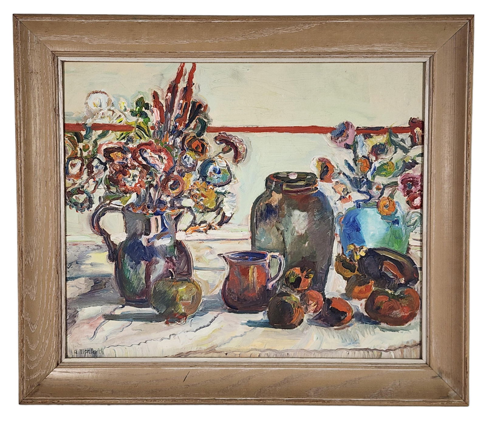 Abraham Manievich (Russian, 1881-1942) Still Life of Objects on a Table Top, Oil on canvas panel, (1 of 7)