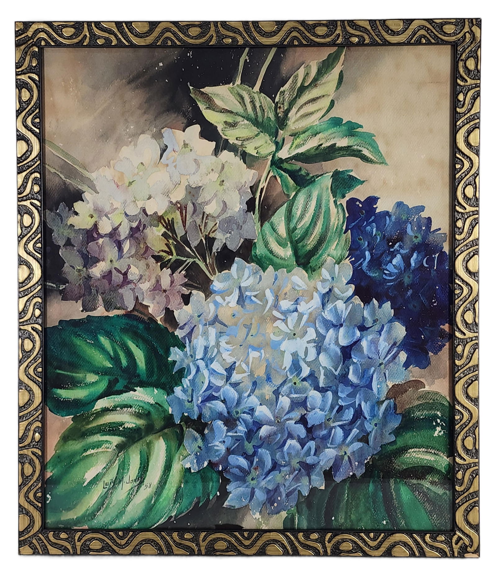 Lois Mailou Jones (American, 1905-1998) Hydrangeas, Watercolor on paper, Signed Lois M. Jones and (1 of 5)