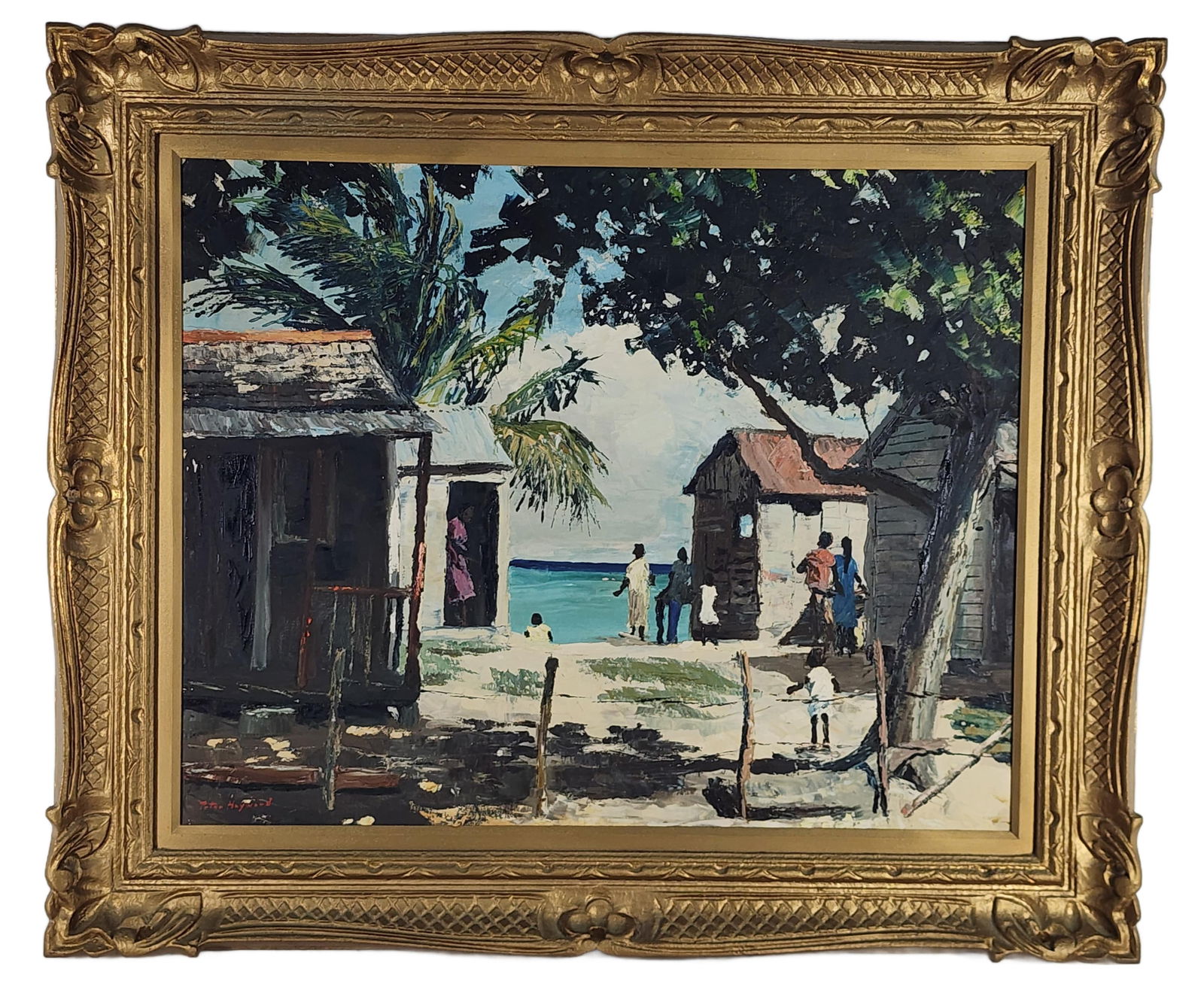 Peter Hayward (American, 1905-1993) Tropical Beach Scene with Figures, Oil on canvas, Signed Peter (1 of 6)