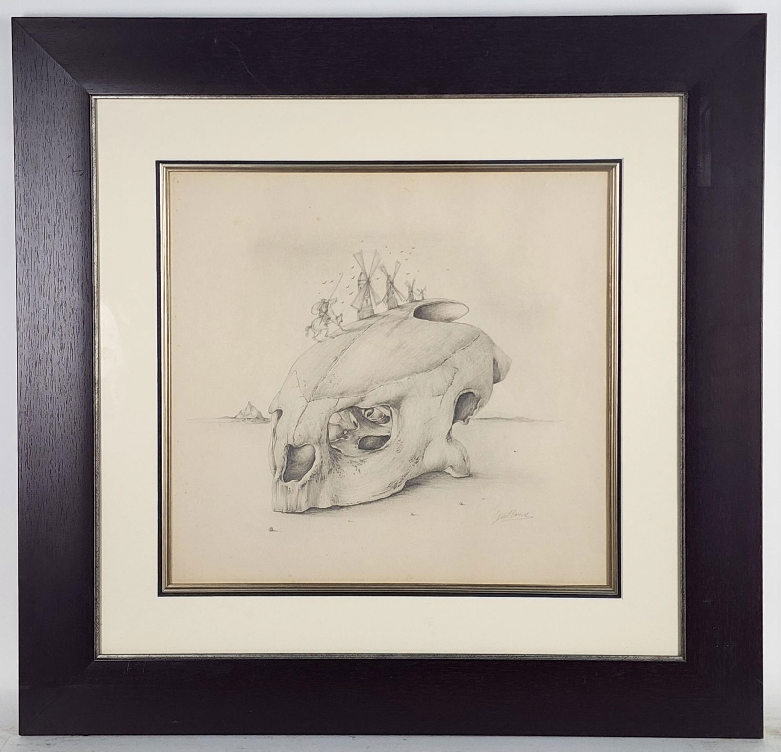 Antonio Gattorno (Cuban, 1904-1980) Surrealist Skull, Pencil Drawing on paper, Signed Gattorno lower: Antonio Gattorno (Cuban, 1904-1980) Surrealist Skull, Pencil Drawing on paper, Signed Gattorno lower right, Sight-15 1/4" x 16 1/4", Framed-26 1/2" x 27 1/2"