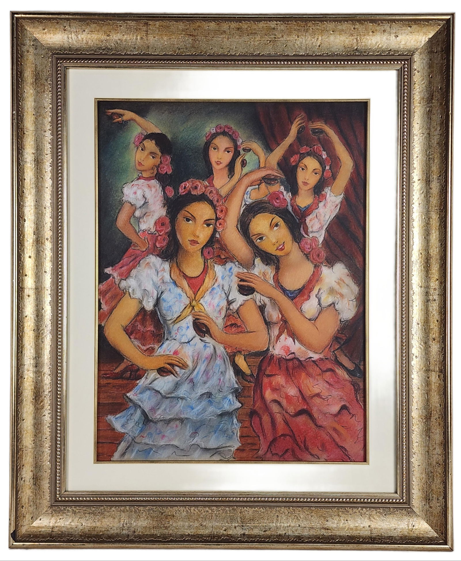 Victor Manuel (Cuban, 1897-1969) Flamenco Dancers, Pastel on paper, Signed Victor Manuel upper: Victor Manuel (Cuban, 1897-1969) Flamenco Dancers, Pastel on paper, Signed Victor Manuel upper right, Sight-23 1/4" x 17 1/4", Framed-34 1/4" x 28 1/4"