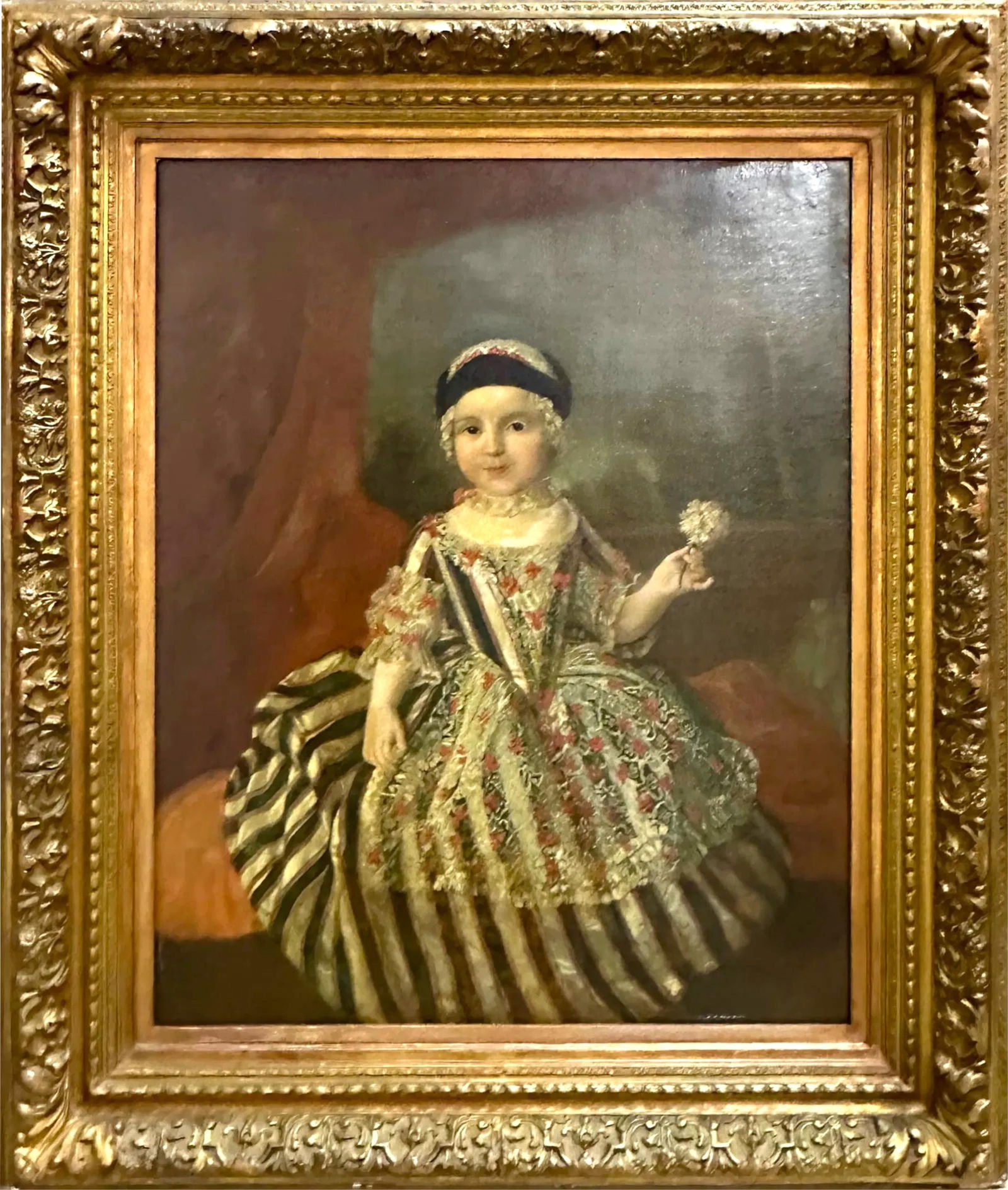 Austrian/Hungarian School (18th Century) Portrait of a Young Noble Child, Unsigned, Oil on canvas,: Austrian/Hungarian School (18th Century) Portrait of a Young Noble Child, Unsigned, Oil on canvas 41" x 36", Framed-51 1/2" x 43"
