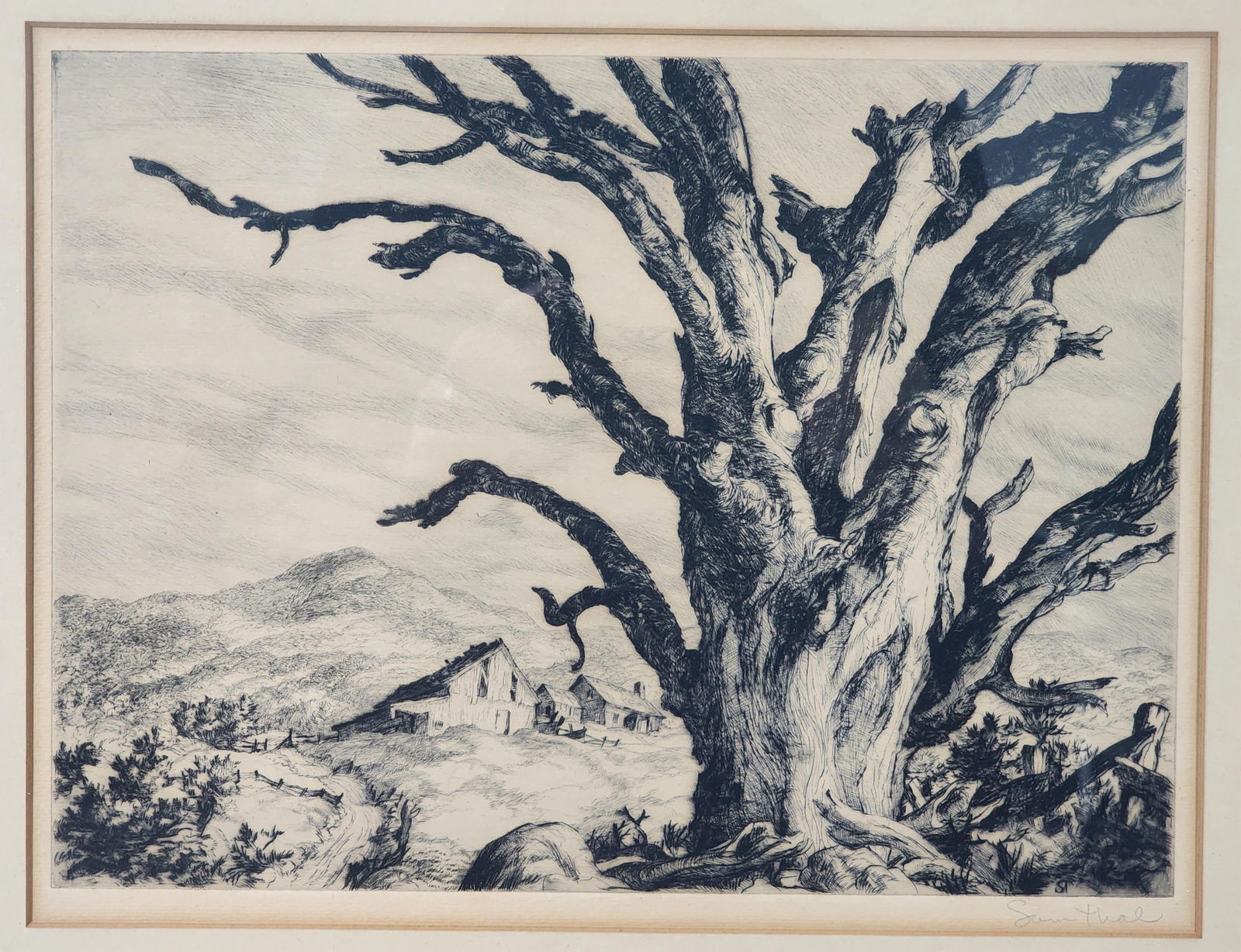 Sam Thal (American, 1903-1964) Chad's Place, Etching, Signed in pencil lower right margin, Verso (1 of 6)