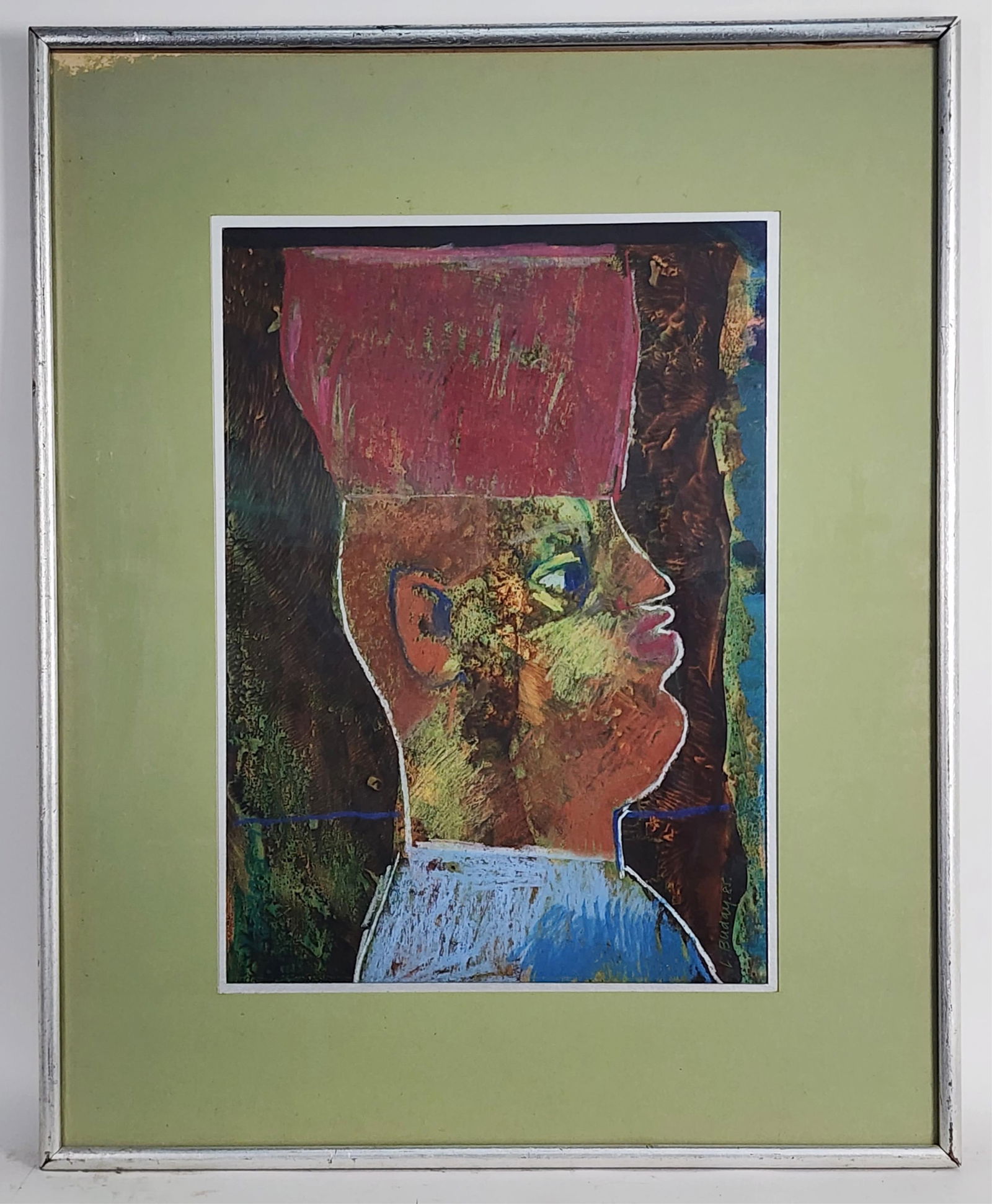 Lazlo Buday (Hungarian, 1924-2017) Prince of Tahiti, Mixed Media, Signed L. Buday and dated '87: Lazlo Buday (Hungarian, 1924-2017) Prince of Tahiti, Mixed Media, Signed L. Buday and dated '87 lower right, Verso titled, Sight-18" x 12 3/4", Framed-27" x 21 3/4"