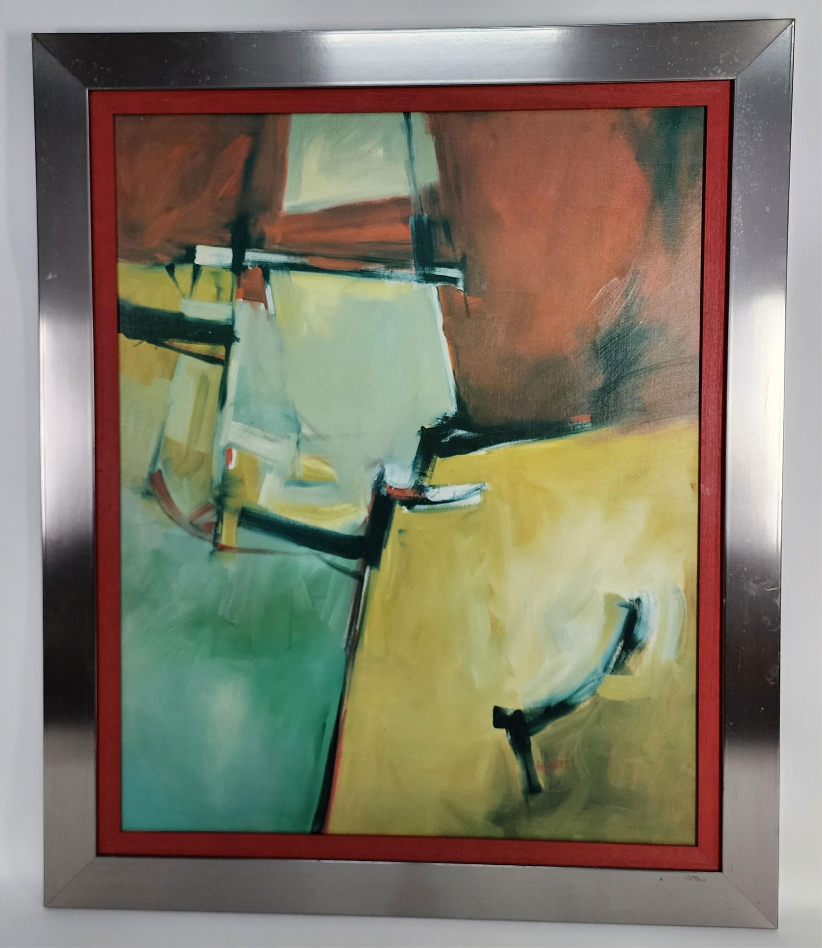 Eva Carter (American/South Carolina, b. 1941) Abstract Composition, Acrylic on canvas, Signed Eva: Eva Carter (American/South Carolina, b. 1941) Abstract Composition, Acrylic on canvas, Signed Eva Carter lower right, 40" x 32", Framed-48" x 40 1/4", Note: Carter is a prominent American Abstract Exp