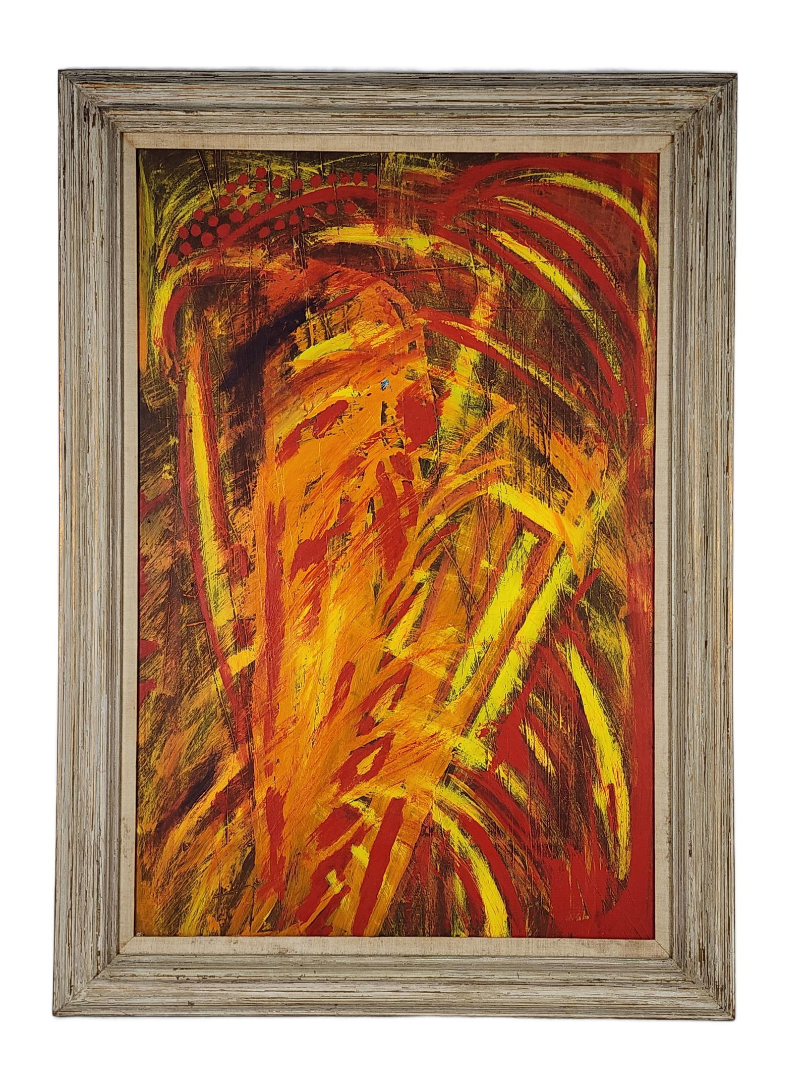 A 20th Century Oil on Masonite Painting, Untitled, Verso signed B. Scharzer, 36" x 24", Framed-42" x: A 20th Century Oil on Masonite Painting, Untitled, Verso signed B. Scharzer, 36" x 24", Framed-42" x 30"