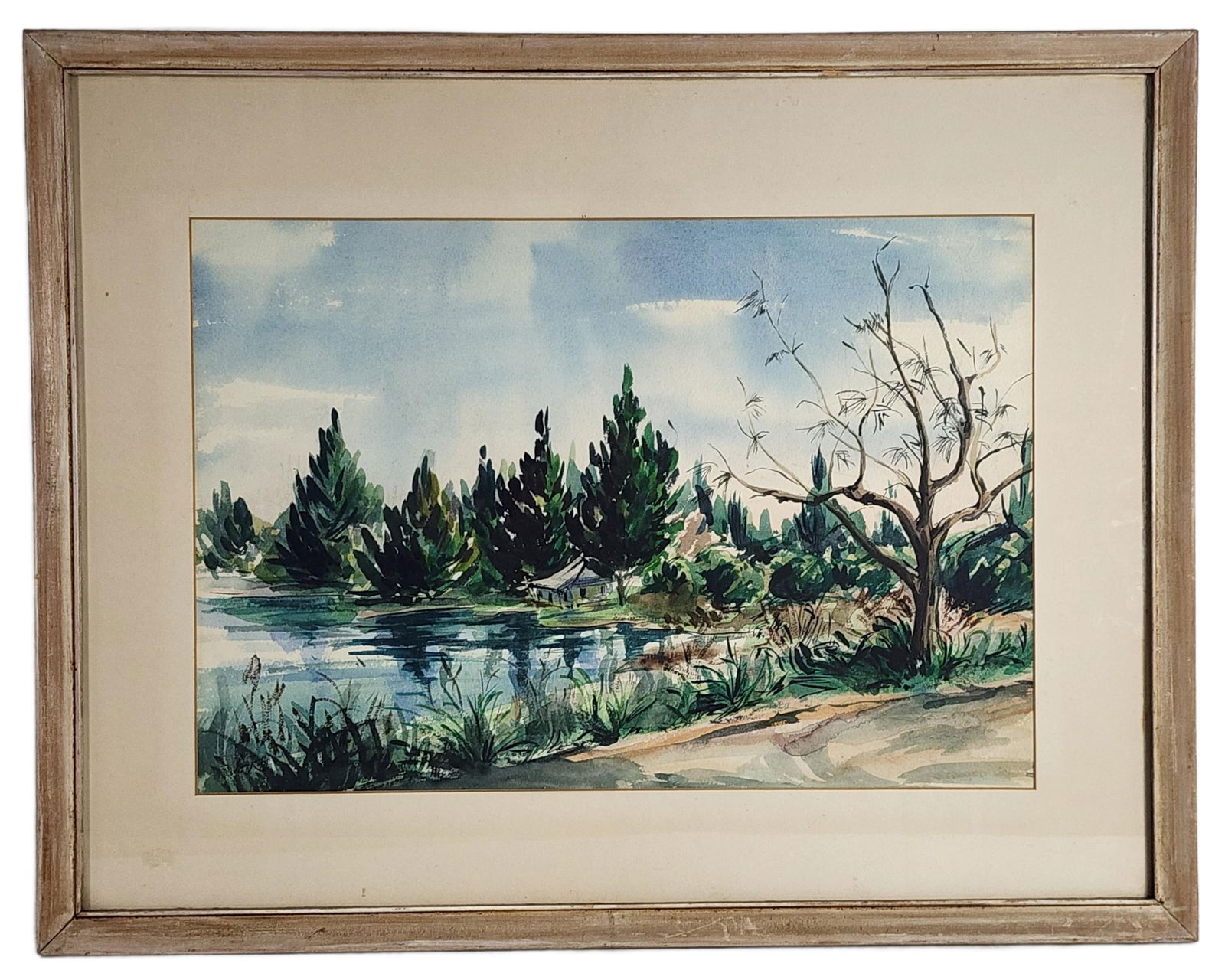 Leon Kelly (American, 1901-1982) Lake Landscape with Pine Trees, Watercolor on paper, Signed Leon (1 of 5)