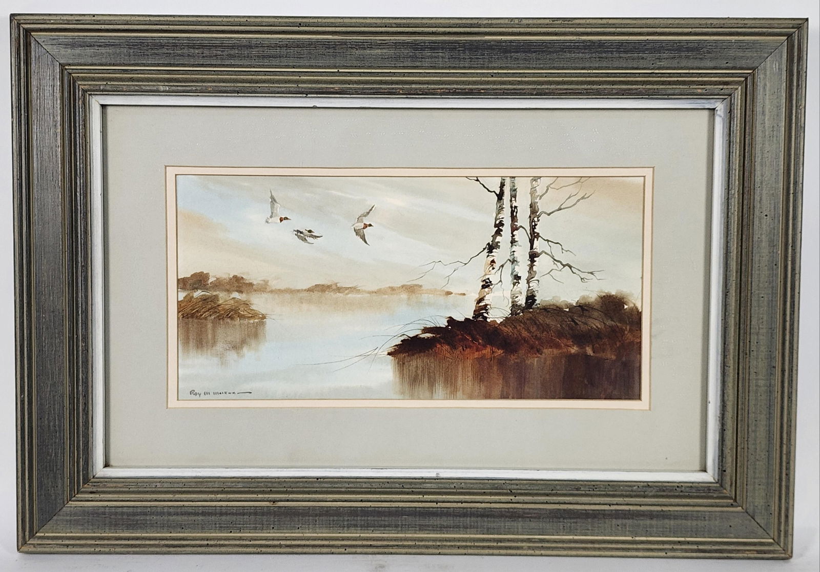Roy Martell Mason (American, 1886-1972) Lake Landscape with Ducks, Watercolor on paper, Signed Roy (1 of 5)