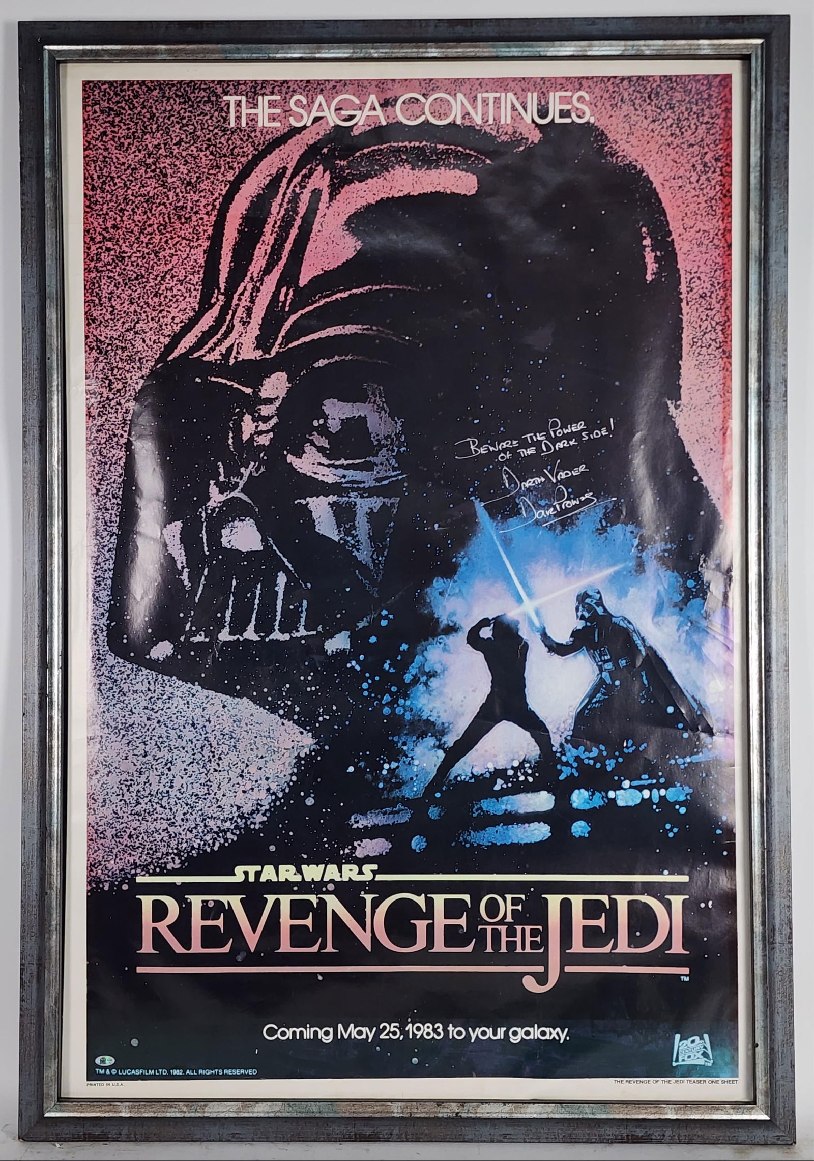A Certified Star Wars Limited Edition Revenge of the Jedi One Sheet Teaser Color Poster Signed in (1 of 9)