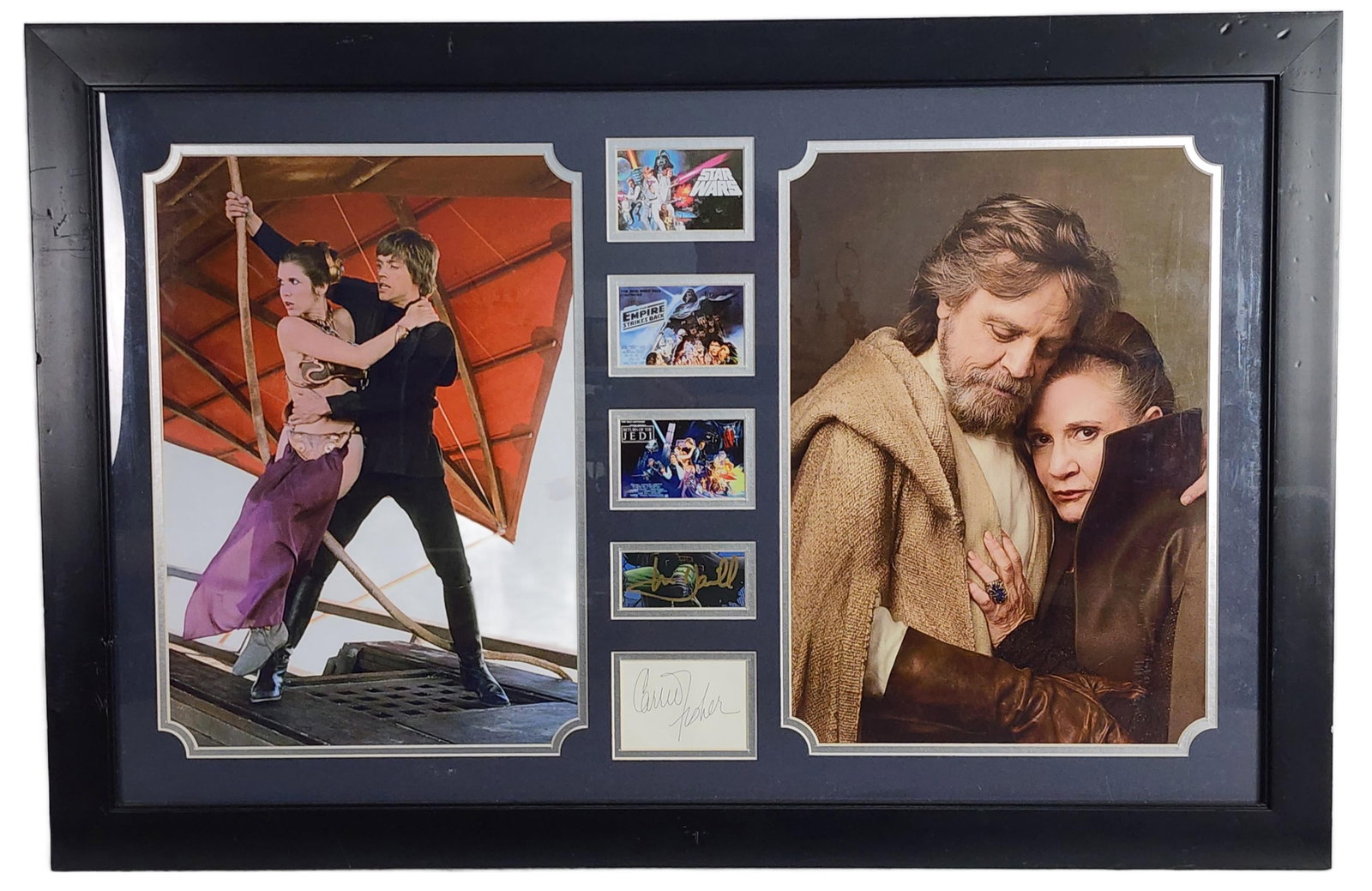 Star Wars Cut Out Autographs Signed by Mark Hamill and Carrie Fisher Framed together with early and (1 of 7)