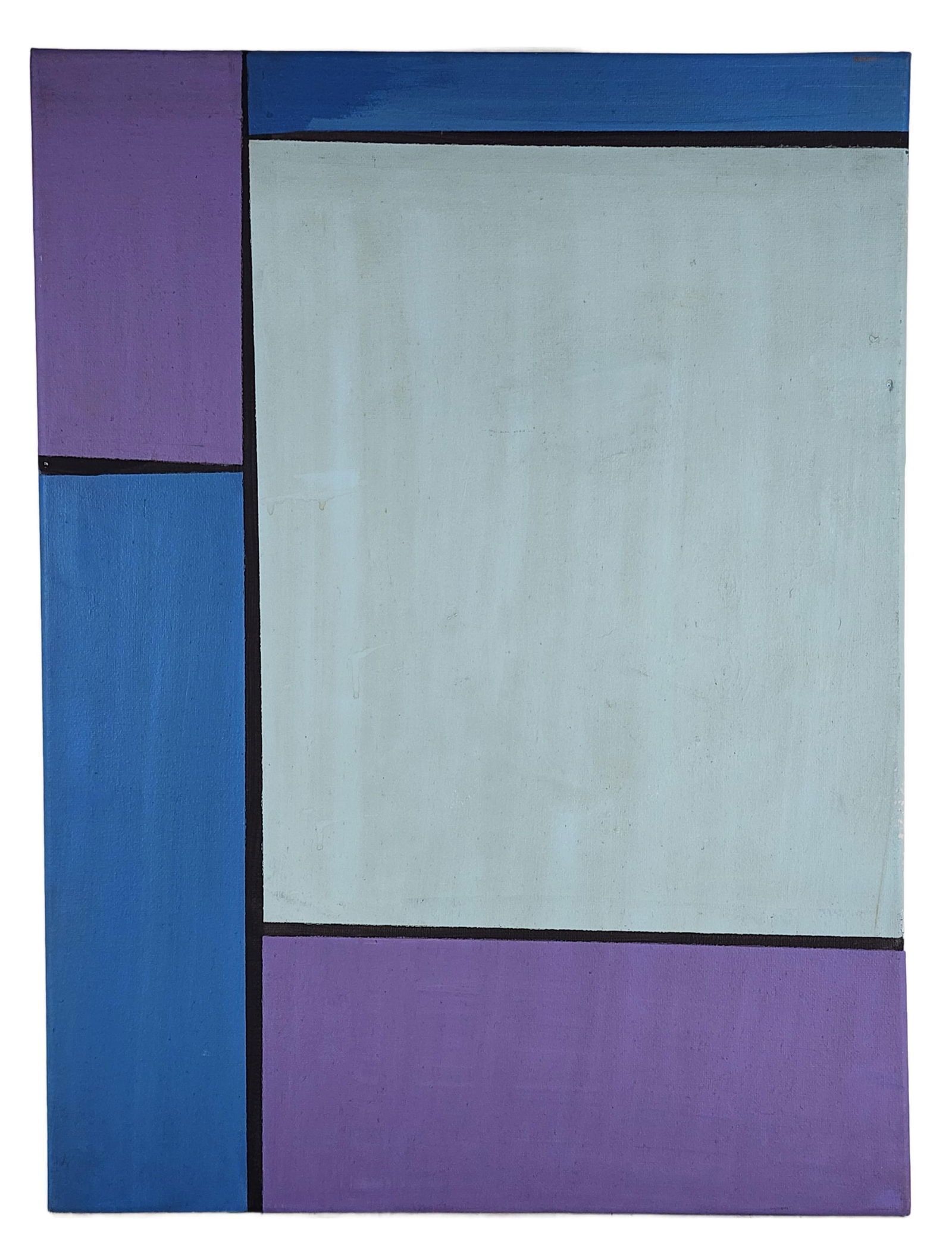 Ludwig R. Sander (American, 1906-1975) Geometric Composition, Acrylic on canvas, Verso signed Sander: Ludwig R. Sander (American, 1906-1975) Geometric Composition, Acrylic on canvas, Verso signed Sander and dated '73, 24" x 18", unframed, small dent to canvas right margin.