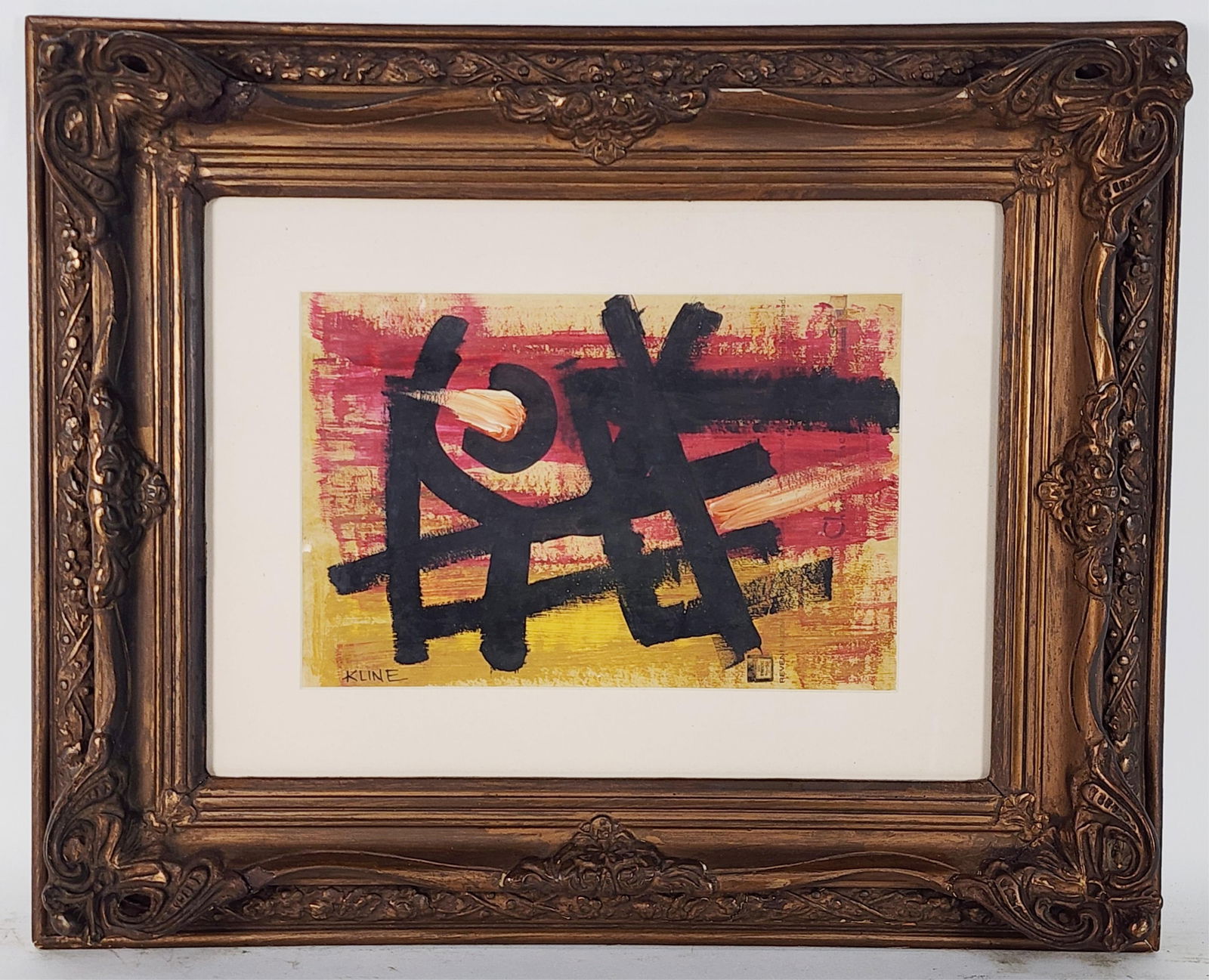 Franz Kline (American, 1910-1962) Manner of, Abstraction, Oil on paper, Signed Kline lower left, (1 of 5)