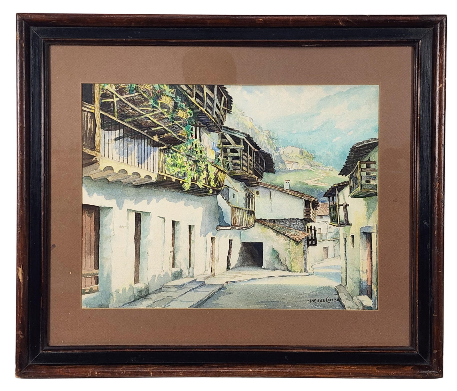 Pierre Paul Comba (French, 1859-1934) Town Street, Watercolor on paper, Signed Pierre Comba lower: Pierre Paul Comba (French, 1859-1934) Town Street, Watercolor on paper, Signed Pierre Comba lower right, Sight-11 1/2" x 15 1/4", Framed-18 1/2" x 21 3/4"