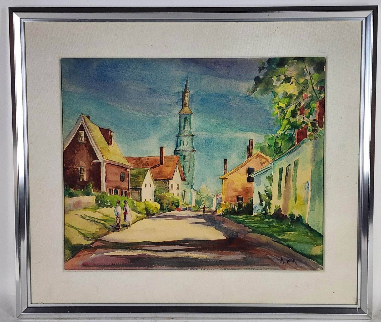 Otis Pierce Cook Jr. (American, 1900-1980) Town Street, Watercolor on paper, Signed Otis Cook lower: Otis Pierce Cook Jr. (American, 1900-1980) Town Street, Watercolor on paper, Signed Otis Cook lower right, Sight-14 1/2" x 17 3/4", Framed-21" x 24 1/4"