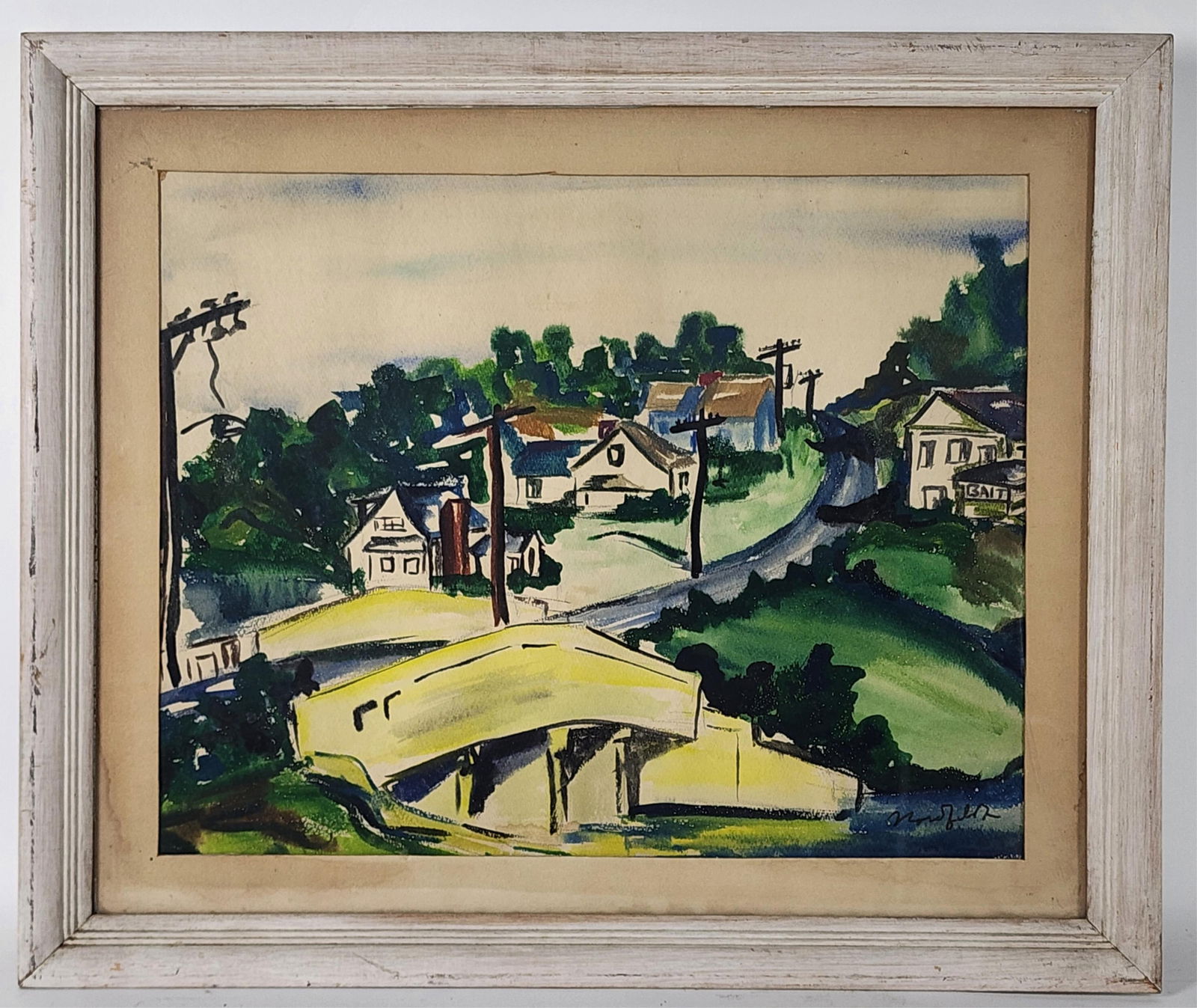 Bror Jules Nordfeldt (Swedish/American,1878-1955) Town Landscape with Bridge, Watercolor on paper, (1 of 5)