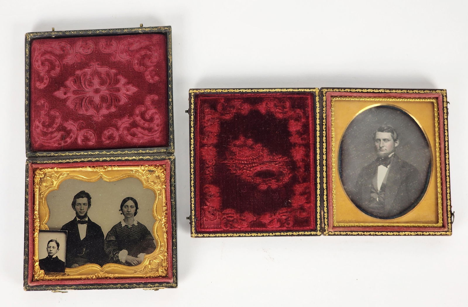 Two American Victorian Photographs, 3 1/2" x 3 1/8", one case is separated (1 of 3)